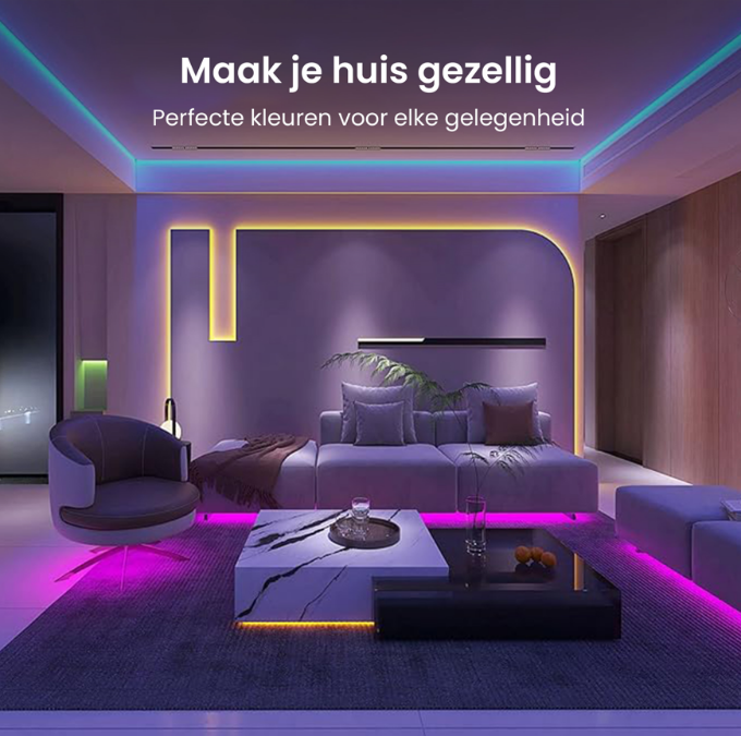 Evura Goods - 5 Meter LED Strip 12V – Slimme App-bediening met Timerfunctie - Evura Goods