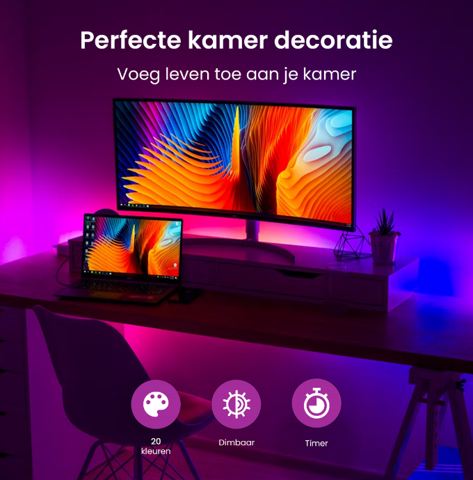 Evura Goods - 10 Meter LED Strip 12V – Slimme App-bediening met Timerfunctie - Evura Goods