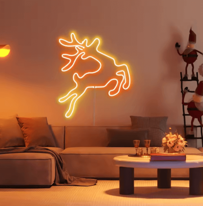 5m Neon LED-strip op muur, eenvoudig te installeren, dimbaar, bedienbaar via smartphone