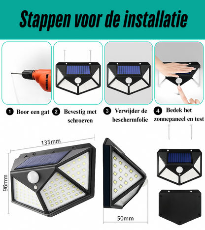 Evura Goods LED Solar Wandlamp Buiten – 250 Lumen – Bewegingssensor – Daglicht Wit – IP65 Waterdicht