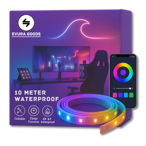 Evura Goods - 10 Meter LED Strip 12V Waterproof (IP67) – Slimme App-bediening met Timerfunctie