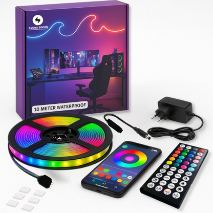 Evura Goods - 10 Meter LED Strip 12V Waterproof (IP67) – Slimme App-bediening met Timerfunctie