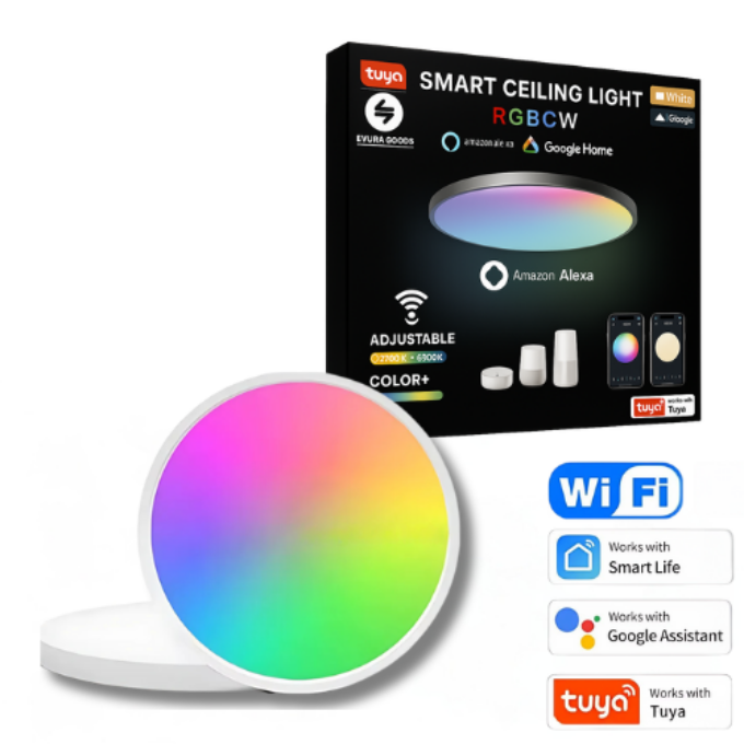Slimme plafondlamp (30cm) met dimbaar RGB en warm wit licht